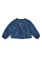 Versace Kids blouse satinée à plaque logo - Bleu - thumbnail