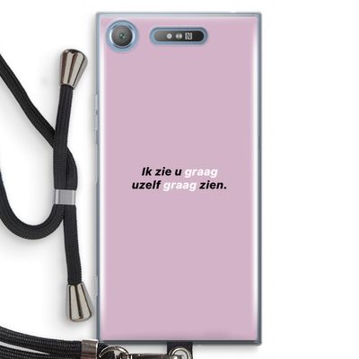 uzelf graag zien: Sony Xperia XZ1 Transparant Hoesje met koord