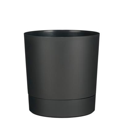 Mica Decorations Bloempot Coco - met onderschaal - antraciet - H24 x D23 cm - kunststof - buiten