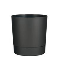 Mica Decorations Bloempot Coco - met onderschaal - antraciet - H24 x D23 cm - kunststof - buiten