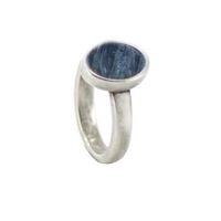 Qoss Ring Door Ovale Jeansblauwe Steen - Maat L - thumbnail