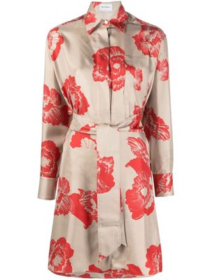 Ferragamo robe-chemise ceinturée à fleurs - Tons neutres