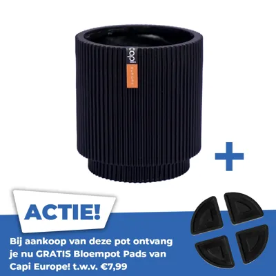 Vaas cilinder groove d15h17cm zwart