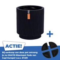 Vaas cilinder groove d15h17cm zwart