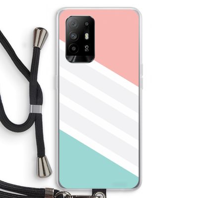 Strepen pastel: Oppo A94 5G Transparant Hoesje met koord
