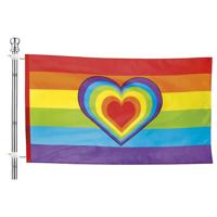 Pride vlag met vlaggenstok set - regenboog - 90 x 150 cm - gaypride