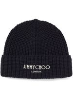 Jimmy Choo bonnet nervuré à logo brodé - Noir - thumbnail