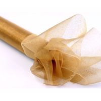 Gouden organza stof met glitters 36 cm breed