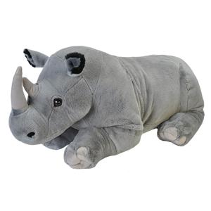 Wild Repblic Pluche - neushoorn knuffel dier - grijs - 76 cm - wilde dieren thema - wildernis