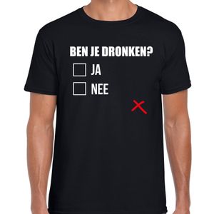 Ben je dronken checkboxjes drank fun t-shirt zwart voor heren