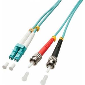 Lindy 3.0m OM3 LC - ST Duplex Glasvezel kabel 3 m Turkoois
