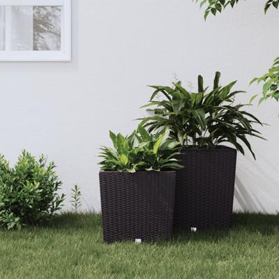 VidaXL Plantenbak met uitneembare bak rattan-look 21/32 l pp bruin VidaXL Plantenbak met uitneembare bak rattan-look 21/32 l pp bruin