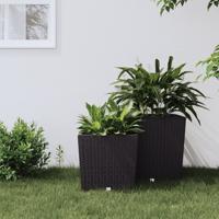 VidaXL Plantenbak met uitneembare bak rattan-look 21/32 l pp bruin