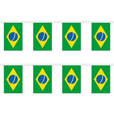 Brazilie vlaggenlijn slinger - 2x - 300 cm - polyester - met 10 vlaggetjes - binnen/buiten
