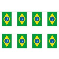 Brazilie vlaggenlijn slinger - 2x - 300 cm - polyester - met 10 vlaggetjes - binnen/buiten