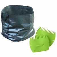 Groene tuinafvalzak opvouwbaar 227 liter met een setje bladharken/tuinafval grijpers Groene tuinafvalzak opvouwbaar 227 liter met een setje bladharken/tuinafval grijpers