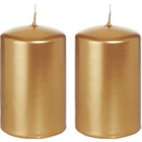 Cilinderkaars/stompkaars - 2x - goud - 5 x 8 cm - 18 branduren