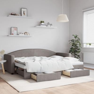 Slaapbank met onderschuifbed en lades 80x200 cm stof taupe