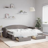 Slaapbank met onderschuifbed en lades 80x200 cm stof taupe