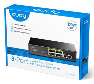 Cudy GS1010P netwerk-switch Gigabit Ethernet (10/100/1000) Power over Ethernet (PoE) Bureaublad-/wandmontage Zwart
