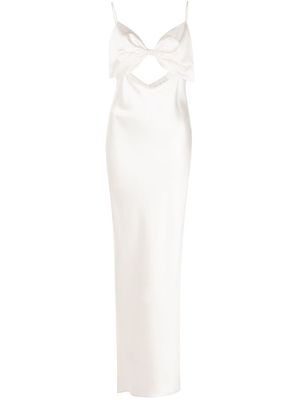 Fleur Du Mal robe en soie à détail de nœud - Blanc