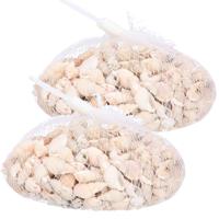 3x Posthoorn decoratie schelpen in netje - 150 gram   -