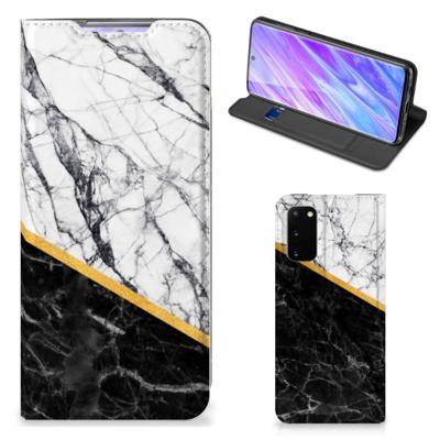 Samsung Galaxy S20 | Standcase | Marmer Wit Zwart - Origineel Cadeau Man