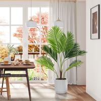 2-delige set Kunstmatige Areca Palm 90 cm Kunstplant in pot Kunstpalm met Groene Bladeren