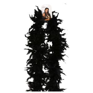 Atosa Carnaval verkleed boa met veren - zwart - 180 cm - 45 gram - Glitter and Glamour   -