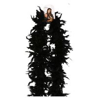 Atosa Carnaval verkleed boa met veren - zwart - 180 cm - 45 gram - Glitter and Glamour   - - thumbnail