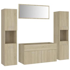 The Living Store Badkamermeubelset Sonoma Eiken - 90 x 38.5 x 46 cm - Extra opbergruimte - Strak design