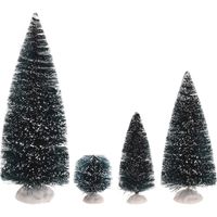 Miniatuur decoratie boompjes besneeuwd 9x - Kerstdorpen - thumbnail