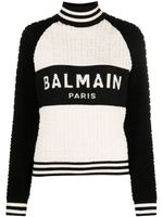 Balmain sweat à motif monogrammé en jacquard - Blanc