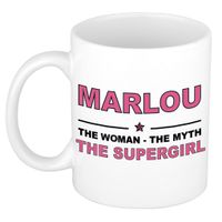 Naam cadeau mok/ beker Marlou The woman, The myth the supergirl 300 ml   - - thumbnail