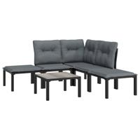 vidaXL 6-delige Loungeset poly rattan zwart en grijs