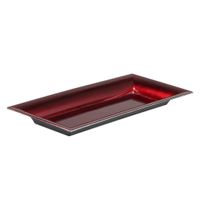 Kaarsenbord/plateau - rood - 28 x 12 cm - kunststof - rechthoekig