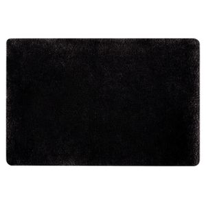 Spirella badkamer vloer kleedje/badmat tapijt - hoogpolig en luxe uitvoering - zwart - 60 x 90 cm - Microfiber   -