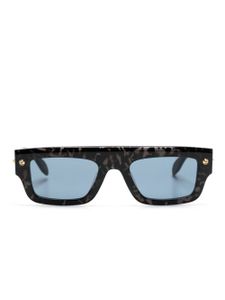 Alexander McQueen Eyewear lunettes de soleil carrées à motif marbré - Noir