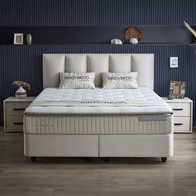 2-Persoons Boxspring met opbergruimte Birdybedd - Beige 180x200 cm - Pocketveringen - Inclusief Topper - Dekbed-Discounter.nl
