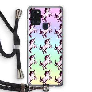 Musketon Unicorn: Samsung Galaxy A21s Transparant Hoesje met koord
