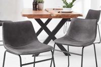 industrieele design stoel DJANGO vintage grijs met ijzeren frame - 38109