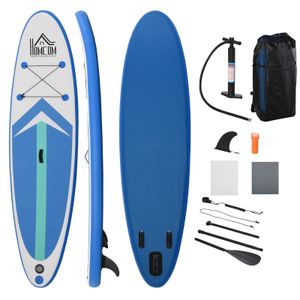 HOMCOM opblaasbare surfplank surfplank stand up board met peddel antislip incl. Uitrusting PVC EVA blauw + wit 320 x 80 x 15 cm | Aosom Netherlands