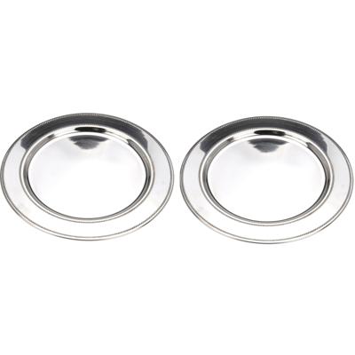 Kerstdiner onderbord - 12x stuks - zilver - RVS - D33 cm - rond