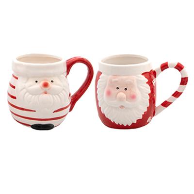 Kerst mok - kerstman - 8 x 11 cm - keramiek - 400 ml - beker - koffiemok/theemok