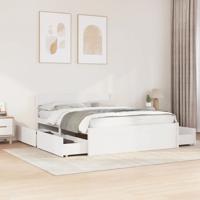 Bedframe zonder matras massief grenenhout wit 140x200 cm
