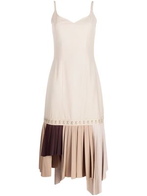 Rokh robe mi-longue plissée à design sans manches - Marron