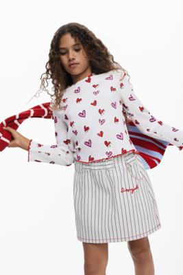 Korte gestreepte rok - WHITE - 7/8