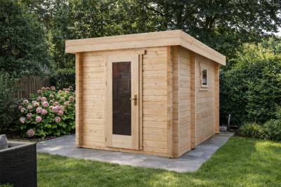 Interflex 2335 Buitensauna 231x343 cm 70 mm vuren blank- Plat dak- Onbehandeld vurenhout- Interflex