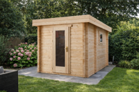 Interflex 2335 Buitensauna 231x343 cm 70 mm vuren blank- Plat dak- Onbehandeld vurenhout- Interflex