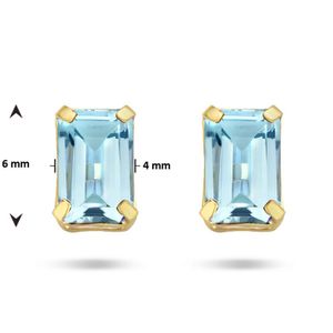 Oorknoppen geelgoud-topaas 2 x 0.76 ct blauw 4 x 6 mm